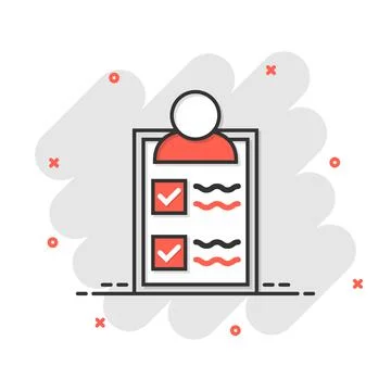 Document icon in comic style. Report cartoon vector illustration on white iso Illustrazione stock