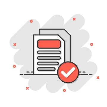 Document icon in comic style. Report cartoon vector illustration on white iso Stock Illustration