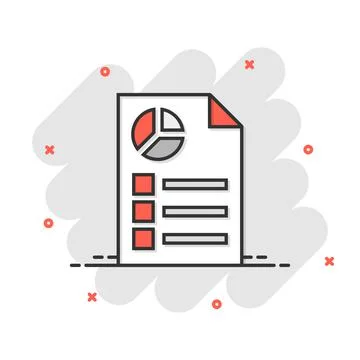 Document icon in comic style. Report cartoon vector illustration on white iso Stockillustratie