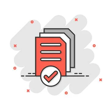 Document icon in comic style. Report cartoon vector illustration on white iso Illustrazione stock