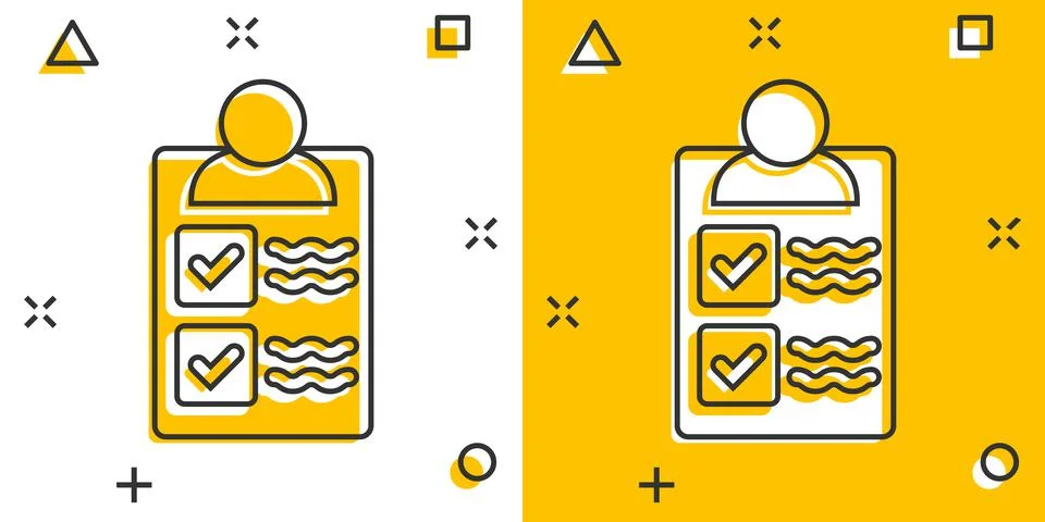 Document icon in comic style. Report cartoon vector illustration on white iso Illustrazione stock