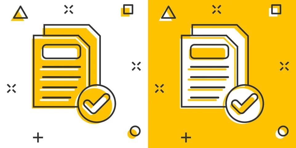 Document icon in comic style. Report cartoon vector illustration on white iso Stockillustratie