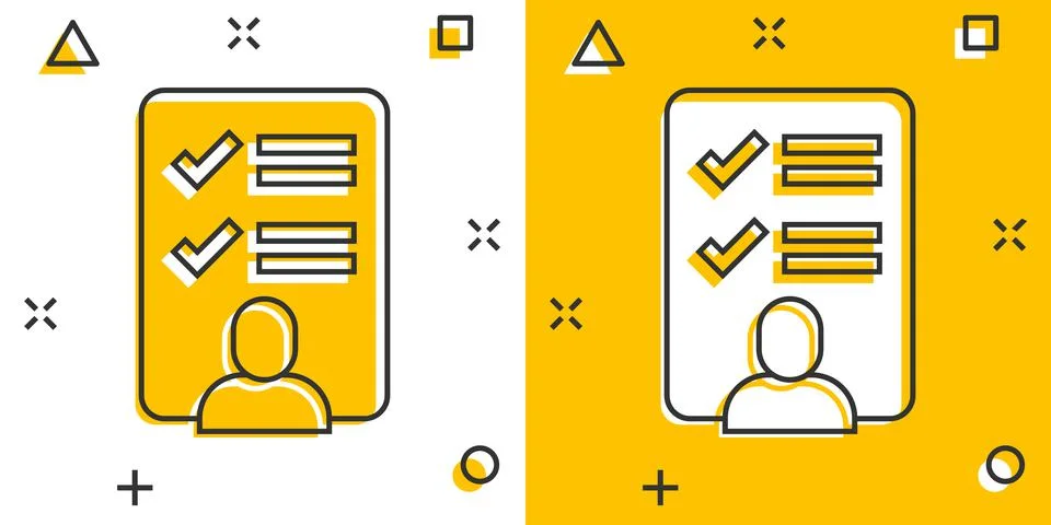 Document icon in comic style. Report cartoon vector illustration on white iso Stockillustratie