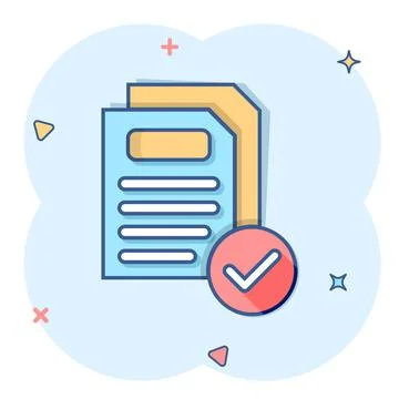 Document icon in comic style. Report cartoon vector illustration on white iso Illustrazione stock