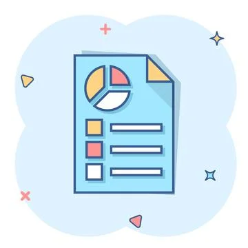 Document icon in comic style. Report cartoon vector illustration on white iso Illustrazione stock