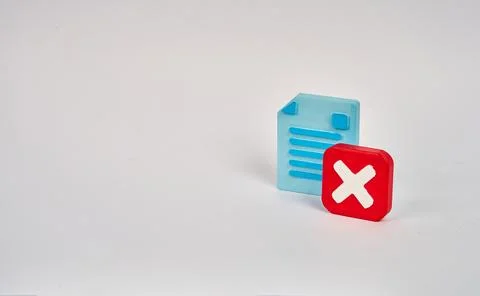 Document icon with cross mark showing rejected paperwork and applications Stock Photos
