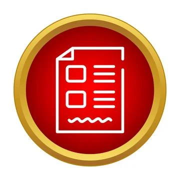 Document icon displaying data in a red button Stock Illustration