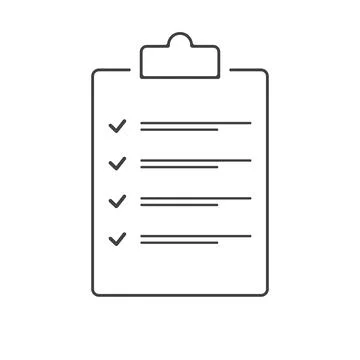 Document icon, document icon with completed tasks in the form of a test. Stock Illustration