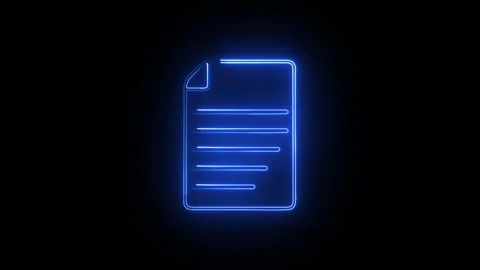 Document icon with dynamic blue neon glow effect on dark background represe.. Stock Footage 331531089