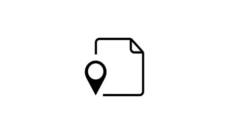 Document icon featuring a location pin animation isolated on white background Stock Footage 335587557