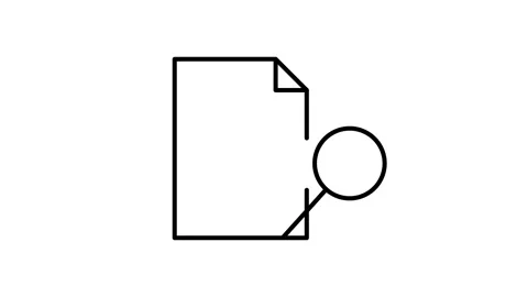 Document icon featuring a magnifying glass, symbolizing search or analysis .. Stock Footage 334037580