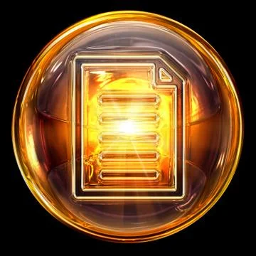 Document icon fire, isolated on black background Иллюстрация