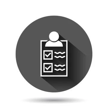 Document icon in flat style. Report vector illustration on black round backgr 스톡 일러스트