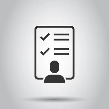 Document icon in flat style. Report vector illustration on white isolated bac Stock Illustration