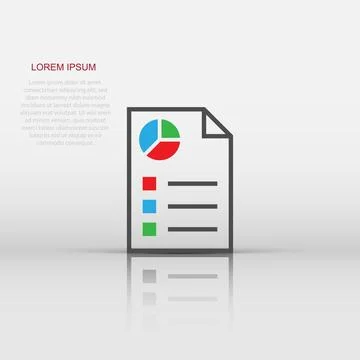 Document icon in flat style. Report vector illustration on white isolated b.. Stock Illustration