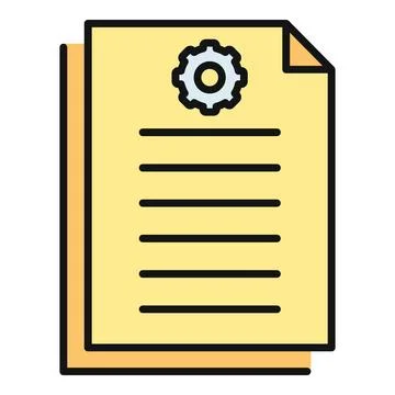 Document icon with gear settings for configuration process 스톡 일러스트