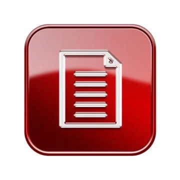 Document icon glossy red, isolated on white background Иллюстрация
