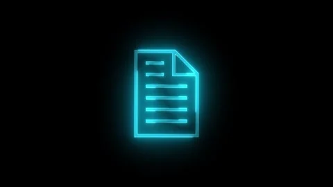 Document icon glowing neon cyan color animation black background Stock Footage 273879793