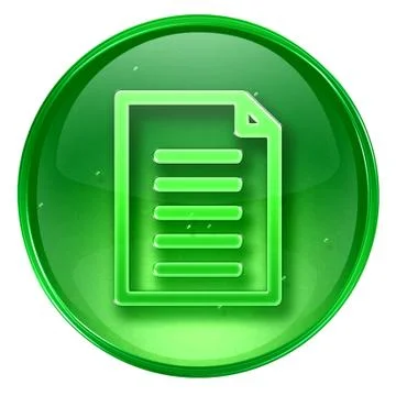 Document icon green, isolated on white background Ilustração Stock