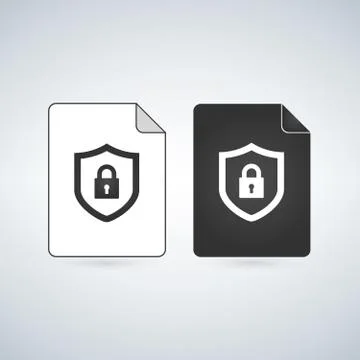 Document icon with lock. Flat design. Vector illustration. Ilustración de archivo