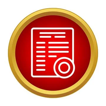 Document icon with official stamp in red circle Stock Illustration