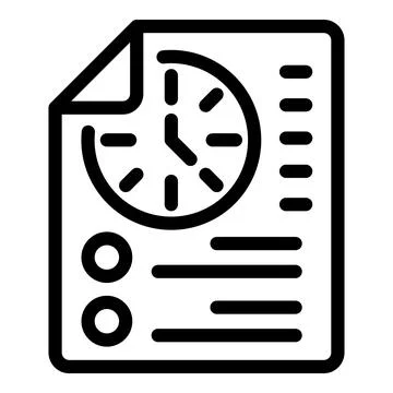 Document icon outline vector. Loan approve Illustrazione stock