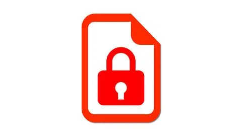A document icon with a padlock symbol, representing security or privacy. Stock Illustration