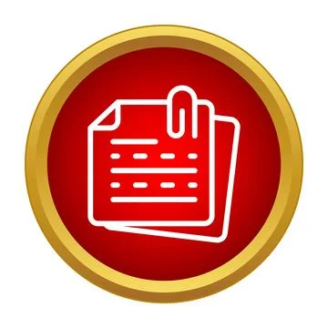 Document icon with paper clip on red background Stock-Illustration