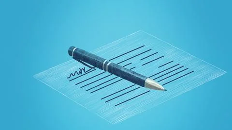 Document icon with pen sign a contract Stock Illustration