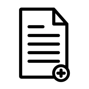 Document icon with plus sign overlay for editing or adding content Ilustração Stock