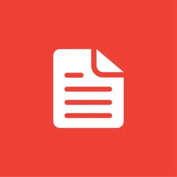 Document Icon On Red Background. Red Flat Style Vector Illustration Stock Illustration