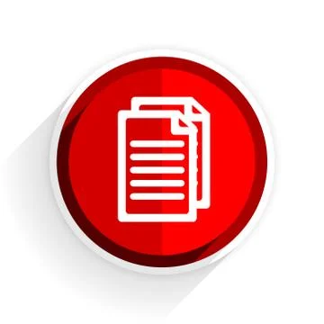 Document icon, red circle flat design internet button, web and mobile app ill Ilustración de archivo