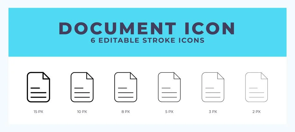Document icon set with different stroke. Design elements for logo. Vector i.. Illustrazione stock