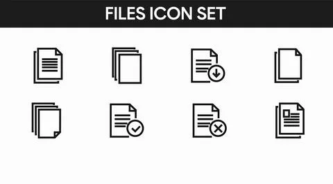 Document icon set, file document vector symbol, file document collection. Stock Illustration
