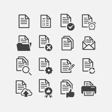 Document icon set Stock Illustration