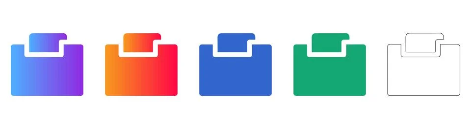 Document Icon Set in Multiple Colorful Styles Stock Illustration