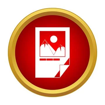 Document icon showing image file on red button 스톡 일러스트