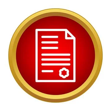Document icon showing official certificate with seal Stock Illustration