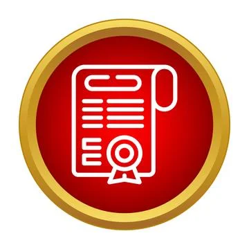 Document icon showing official certificate with seal Stock Illustration
