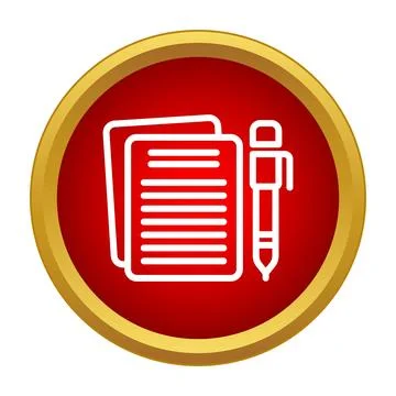 Document icon showing papers and writing pen Stock Illustration