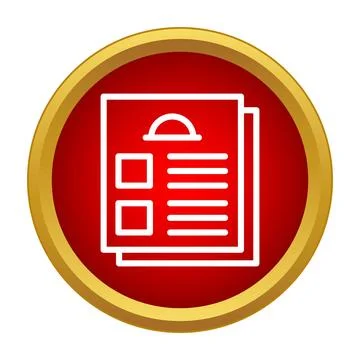 Document icon showing questionnaire form on red background Stock Illustration