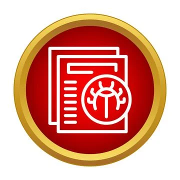 Document icon showing software bug vulnerability report 스톡 일러스트