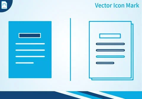 Document icon symbol blue and outline vector mark. 스톡 일러스트