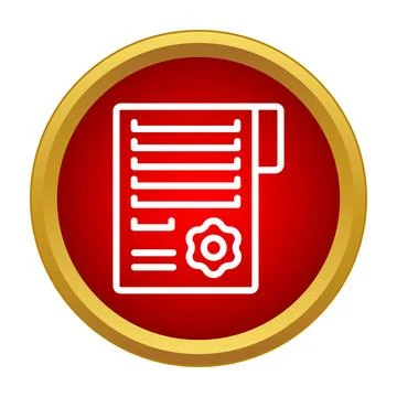 Document icon symbolizing license and achievement on red background Illustrazione stock
