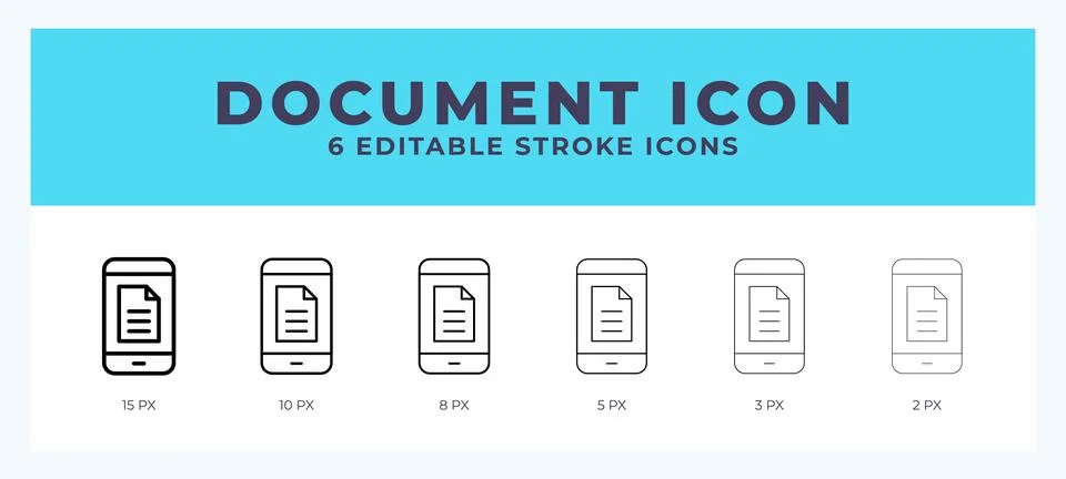 Document icon in thin line. Bold line. Regular line. Editable stroke. Stock Illustration
