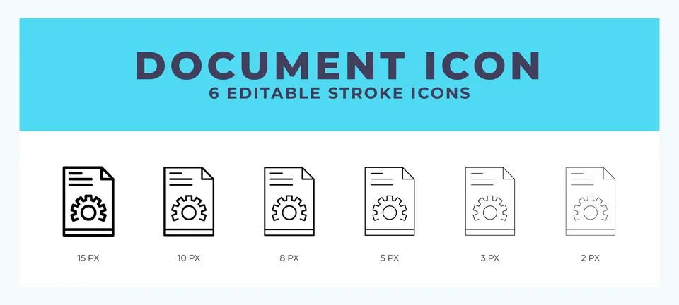 Document icon in thin line. Bold line. Regular line. Editable stroke. Stock Illustration