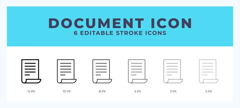 Document icon in thin line. Bold line. Regular line. Editable stroke. Stock Illustration