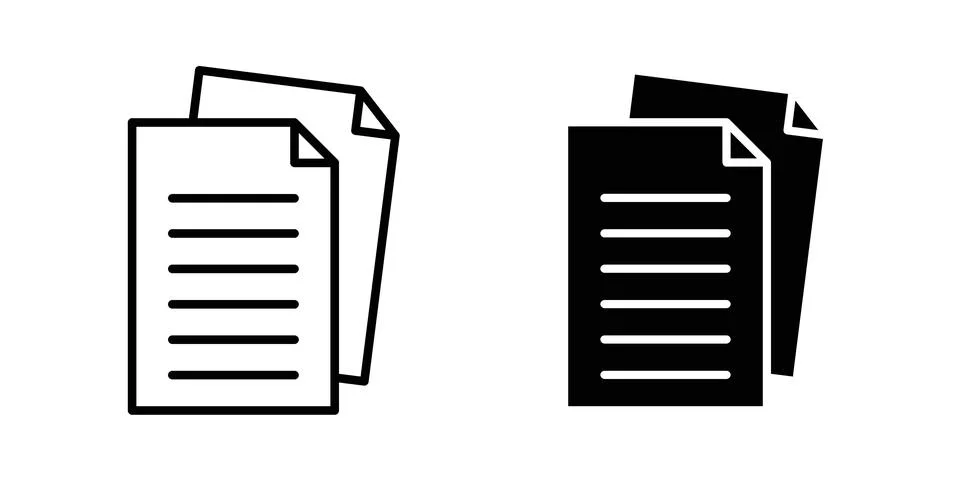 Document icon vector concepts, line and silhouette style Stock Illustration