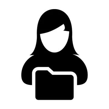Document icon vector with female person profile avatar folder symbol information Stock Illustration