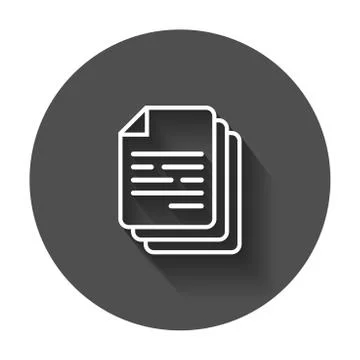 Document icon vector illustration. Paper sheet simple pictogram with long sha 库存插图